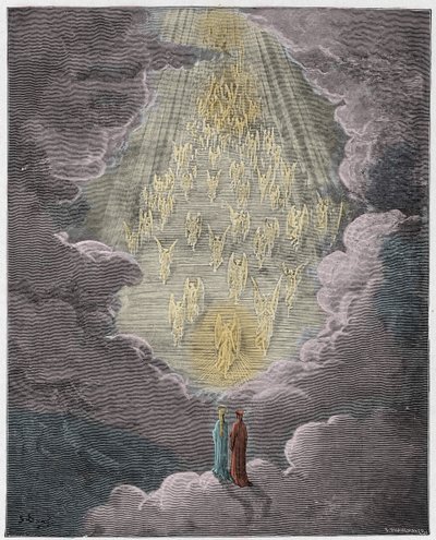 Paradiso, Canto 21: Beatrice and Dante in the Sphere of Saturn, Illustration from The Divine Comedy by Dante Alighieri by Gustave after Dore